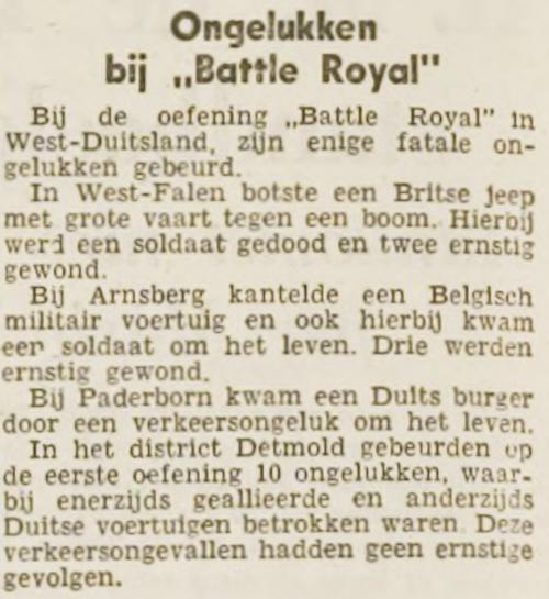 Ongelukken bij Battle Royal Leidsch Dagblad 24 sept 1954