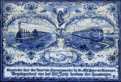 Tegeltableau t.g.v. 100-jarig bestaan Nederlandse Spoorwegen in 1939