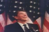 Reagan voor de Amerikaanse vlag
