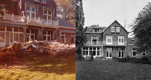 Links: Verbouwing Kannerhuis, twee weken voor opening in 1974 - Rechts: Kannerhuis in 1977